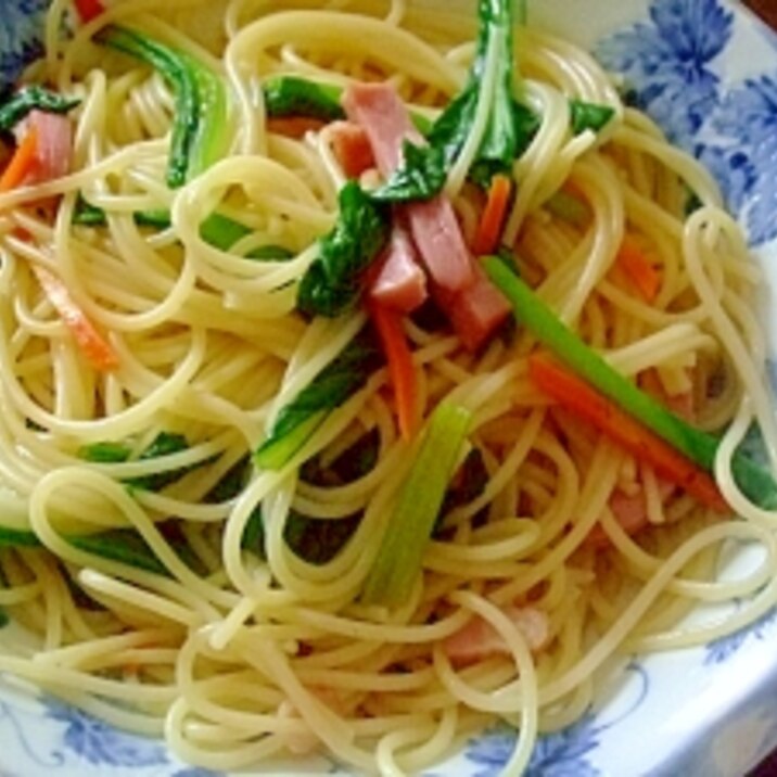 小松菜とベーコンのとろーり美味しいスパゲティー